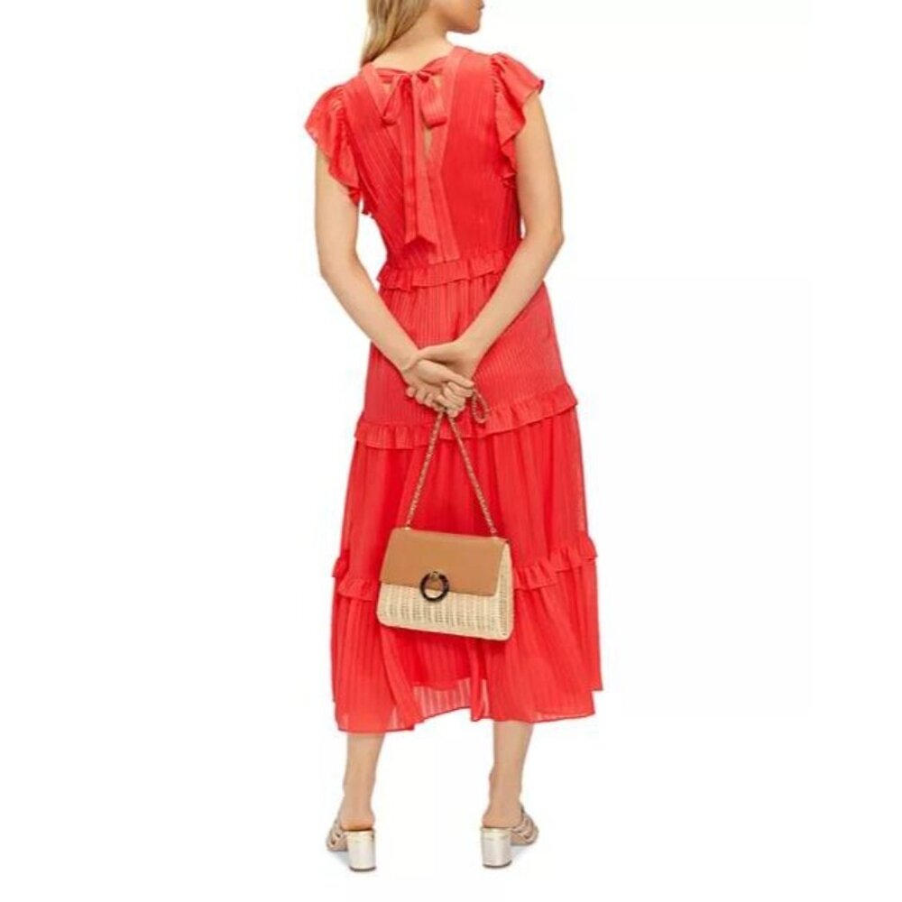 Ted Baker Tiliana – Ruffle Detail Tiered Midi Dress Coral Sz 1 -4US  $398 - Picture 3 of 11